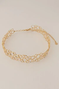 Colar Choker Dourado Círculos Vazado