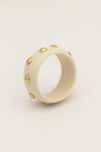 Bracelete Resina Nude Tachinhas Douradas