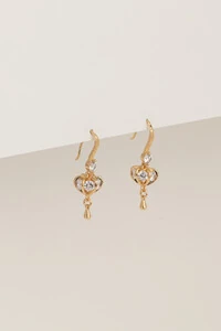 Brinco Dourado Pendente Zircônia Cristal