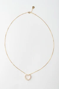 Colar Coração Vazado Zircônia Banho Ouro 18k