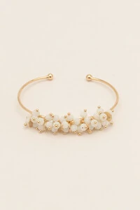 Pulseira Plaquinhas Dourada Cristais Off White