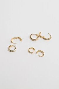 Brinco Trio Argola Zircônia Banho Ouro 18K