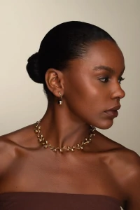 Colar Choker Zig Zag Bubbles Dourado