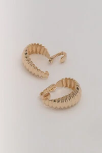 Brinco Dourado Frisado Argola Pressão