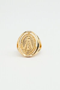 Anel Nossa Senhora Aparecida Banho Ouro 18K