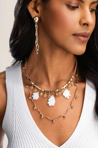 Colar Peixe Madre Rutilo Banho Ouro 18K