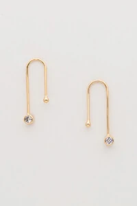 Brinco Fio Zircônia Banho Ouro 18K
