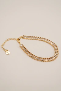 Pulseira Zircônia Baguete Dourada