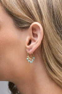 Argola Cachinho Turquesa Banho Ouro 18K