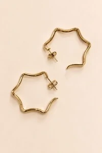 Brinco Dourado Argola Sextavada
