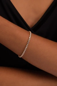 Pulseira Dourada Riviera Zircônia Cristal