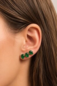 Brinco Dourado Earcuff Cristal Verde