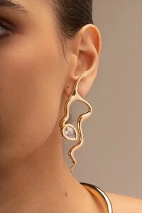 Brinco Dourado Snake Zircônia