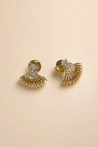 Brinco Fios Zircônia Cristal Banho Ouro 18K