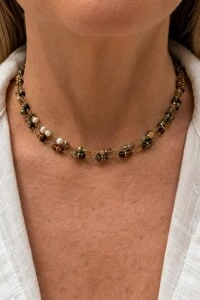 Colar Pedras Mix Jasper Banho Ouro 18K