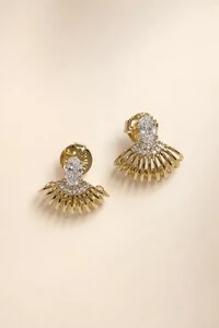 Brinco Fios Zircônia Cristal Banho Ouro 18K