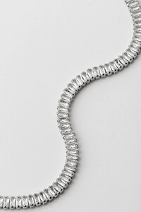 Pulseira Prateada Zircônia Mini Baguete