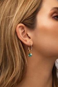 Pingente Dupla de Olho Grego Murano Verde Banho Ouro 18K
