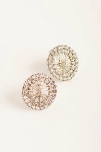 Brinco Pizza Aramado Strass Prateado