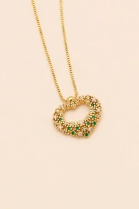 Colar Coração G Zircônia Color Banho Ouro 18K