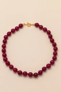Colar Eva Jade Fúcsia Banho Ouro 18K