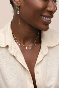 Colar Choker Dourado Biarritz Gotas Zircônia