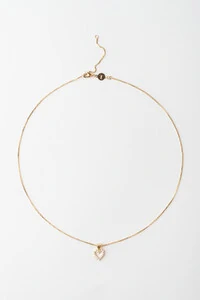Colar Mini Coração Vazado Zirconia Banho Ouro 18k