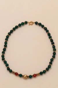 Colar Gaia Jade Verde Banho Ouro 18K