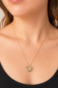 Colar Coração G Zircônia Color Banho Ouro 18K