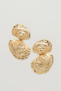 Brinco Dourado Concha Dupla