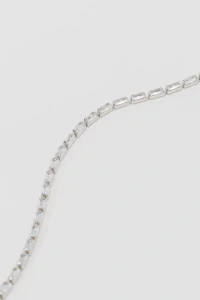 Pulseira Prateada Zircônia Baguete