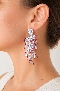 Brinco Cacho Coral Banho Ouro 18K