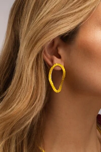 Brinco Dourado Oval Vidrilho Lime