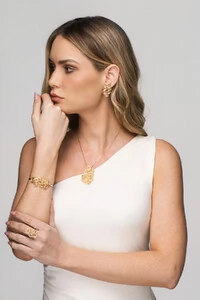 Brinco Dourado Caracóis Diamantado