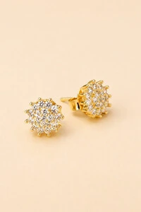 Brinco Flor Zircônia Banho Ouro 18K