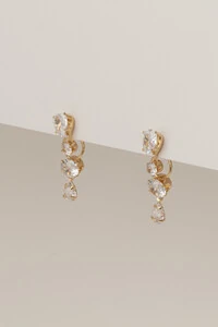Brinco Duplo Zircônia Banho Ouro 18K