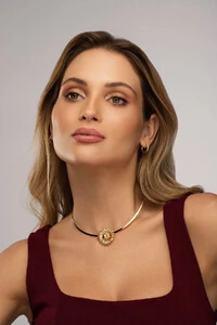 Colar Choker Dourado Aro Girassol