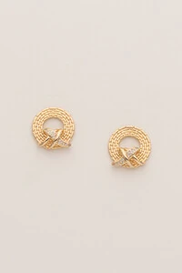 Brinco Aro X Zircônia Banho Ouro 18K