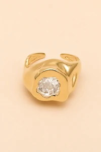 Anel Dourado Vesúvio Zircônia Cristal