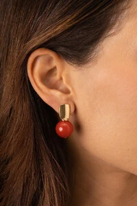 Brinco Mavie Jade Terracota Banho Ouro 18K