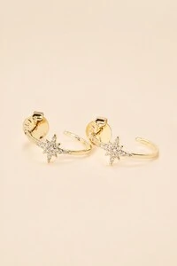 Brinco Argola Estrela Zircônia Banho Ouro 18k