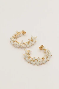 Brinco Argola Dourada Cristais Off White