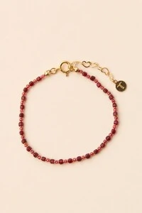 Pulseira Eloysa Jade Rubi Banho Ouro 18K