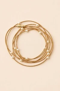 Pulseira Corda de Violão Pérola Dourado