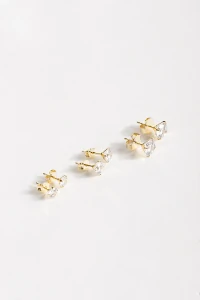 Brinco Trio Ponto De Luz Zircônia Banho Ouro 18k
