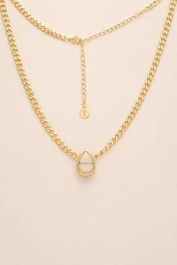 Colar Choker Dourado Gota Resina Off White