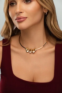 Colar Choker Dourado Aro Gotas