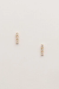 Brinco Mini Palito Zircônia Banho Ouro 18K