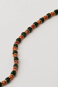Colar Choker Goldstone Verde Banho Ouro 18k