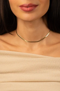 Colar Choker Fita Laminada Banho Ouro 18K